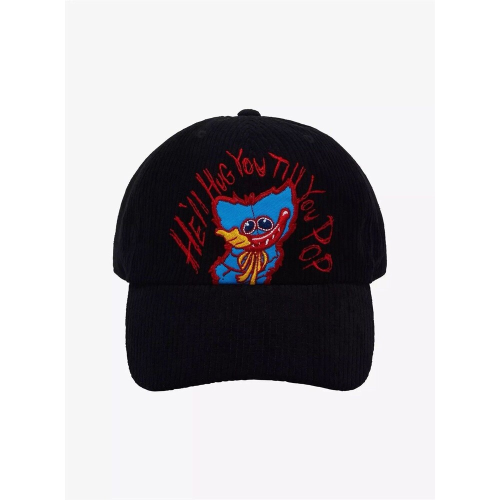 Poppy Playtime Huggy Wuggy Baseball Cap Black Corduroy Anime Cartoon Hat